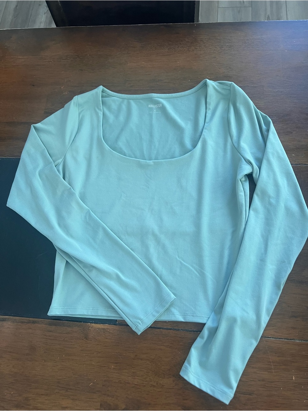 Hollister Scoop Neck Long-Sleeve Top - Aqua